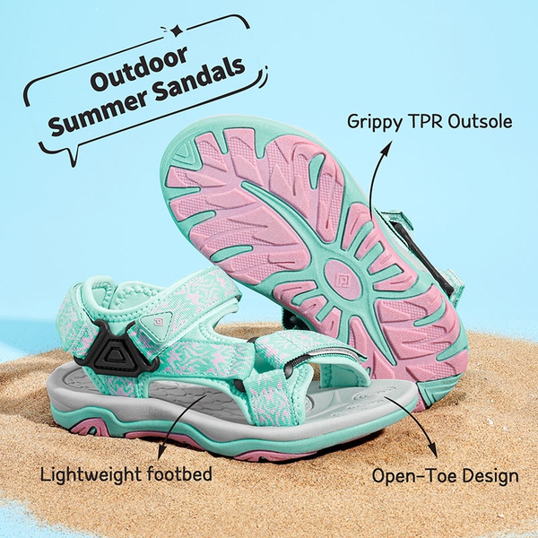 Boys and Girls Strap Sports Sandals - MINT PINK - 4